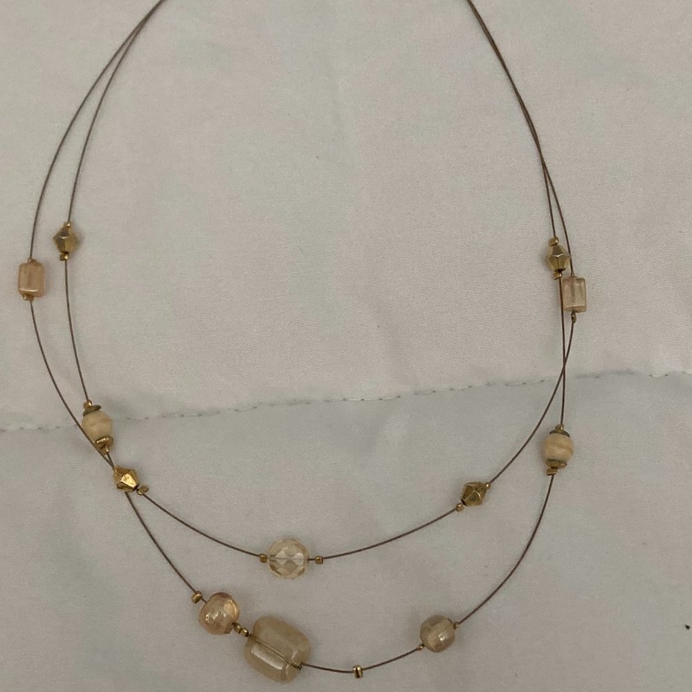 Tan & Gold beaded necklace  - Loft